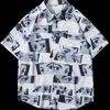 Koszulki męskie Ogólna koszula męska Krótka koszulka 2021 Nowy lato luźne swobodne przyciski kardigan z kreskówką Kreatywny wzór drukowania Lapel Z0224