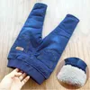 Jeans Winter Children Pants boys Girls Plus Velvet Thick corduroy Warm Trousers 1 6 years old baby s thickened double layer trousers 230224