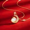 Live Broadcast New Jade Rabbit Necklace Feminine Elegant Small crowd Design Moon Rabbit Collar Chain