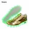 Sneakers 7Ipupas Children Led Sneakers USB Charging Kids Led Luminous Gold Shoes Jongens meisjes van kleurrijke flitsende lichten op 230224