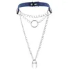 Pendant Necklaces WANGAIYAO Super Cool Harajuku O-ring Chain Lock Collar Necklace Fashion Trend Leather Ring Neck