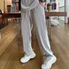 Men's Tracksuits Men's elastic silver casual two-piece loose straight pleated sweatpants summer thin handsome dress men's clothing Z0224