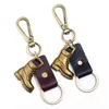 Nyckelringar 1st Leather Keychain Bag charm kvinna män barn nyckelring presenter hållare tillbehör metallskor kedjor kedjor