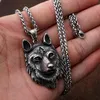 Pendant Necklaces Retro Viking Wolf Necklace For Men Punk Stainless Steel Rope Chain Nordic Amulet Animal Jewelry Gift WholesalePendant
