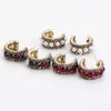Boucles d'oreilles créoles Vintage bohémien pour femmes, petites boucles d'oreilles rondes en strass, bijoux brillants à la mode, 2023