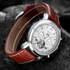 Нарученные часы Orkina Real Tourbillon Mechanical Watch Brown Leather Fashion Watch Top Business Automatic Self-Clind
