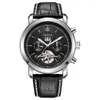 Нарученные часы Orkina Real Tourbillon Mechanical Watch Brown Leather Fashion Watch Top Business Automatic Self-Clind