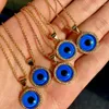 Chaînes 5pcs fine plaqué or cuivre yeux bijoux turc chanceux bleu oeil charme pendentif collierchaînes