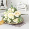 Decoratieve bloemen 2023 5 Big Head Rose Peony Fake Silk Flower Small Bouquet At Home Party Spring Wedding Diy Decoratie