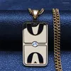 Pendant Necklaces Hip Hop Crystal Stainless Steel Basketball Court Sports Necklace Women Black Color Jewelry Collier Chaine NXH336S06