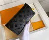 Fashion designer wallets luxury envelope purse mens womens clutch Highs quality embossed flower letter zipper coin purses card holder original box dust bag #369b