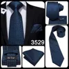 Neck Ties 85cm Silk Men's Fashion Blue Paisley Tie Necktie Handkerchief Cufflinks Set Men's Wedding Party Business Tie Set
