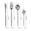 Dinnerware Sets 16Pcs/Set Tableware Set Stainless Steel Cutlery Silver Colour Western Luxury Kitch Suit Fork Teaspoon Knife