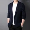 Herenpakken Top Grade Wool 5% Brand Mode Brei Koreaanse stijl Cardigan Men Slim Fit Sweater Casual Solid Coats Jacket Mens kleding 2023