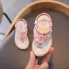 Sandals 2021 Summer Summer Flip Flip Flops Luxury Brand Rhinestone Infant Sandals Baby Kid Princess Sandal Slippers Roman Shoe Z0225