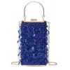 Вечерние сумки моды Crystal Blue Clutch Женщины дизайнерские кошельки для вечеринки цепь плеча, дамы, являясь золотой сумочкой B366 230225
