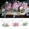 Flores decorativas 6 cabeças de simulação artificial pinheiro decoração de casamento pographion adereços Favor