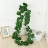 Decoratieve bloemen 200cm kunstmatige planten rattan klimplant groen blad klimop wijnstok voor huis bruiloft decoratie diy hangende slinger nepbladeren