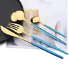 Dinnerware Sets 6 People White Gold Dinnerware Cutlery Set Western Mirror Stainless Steel Tableware Knife Fork Spoon Flatware Kitchen Silverware 230224