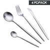 Yemek takımı setleri 16pcs/set sofra seti seti paslanmaz çelik çatı bıçağı gümüş renk batı lüks mutfak takım elbise çatal çay kaşığı bıçak