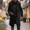 Men' Blends Fashion Men Coats Autumn Winter British Large Size Streetwear Overcoat Fur Collar Male Woolen Outwear Cardigan 230225