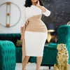 Casual Dresses Women Long Sleeve Screw Neck OL Elegant Bodycon Midi Dress Maxi For Robe Demoiselle D Honneur Femme Courte