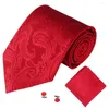 Bow Ties 3PCS Men's Jacquard Tie Paisley Cashew Pocket Towel Cuff Classic GentleMan Party Square Handkerchief Link