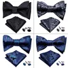 Neck Ties Silk Paisley Adjustable SelfBowtie Men Ties Hanky Cufflinks Set Male Butterfly Party Wedding Gift BarryWang