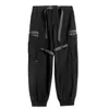 Herrbyxor 11 bybbs mörka 2020 Streetwear Multi Pockets Ribbons last Pant Man Hip Hop Tactical Function Pants Elastic Jogger Men byxor Z0225