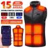 Coletes de homens aquecidos 15 áreas Corpo App Warm Control Menino Casa de aquecimento de roupas de aquecimento Campo térmico Inverno UE Tamanho 230225