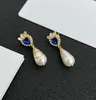 Luxur Love Pearl Diamond Dingle Chandelier Earring Stud Top Quality Designer Letter EarNrop Earrings Women Girls Party Wedding Engagement Gift