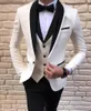 Men's Suits Silver Grey Tuxedos Mens 3 Piece Black Shawl Lapel Casual For Wedding Groomsmen Men 2023 (Blazer Vest Pant) & Blazers