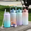 Water Bottles 2 Liters Water Bottle Motivational Drinking Bottle Sports Water Bottle With Time Marker Stickers Portable Reusable Plastic Cups 230224