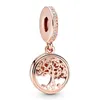 Nytt dubbelhjärta Rose Gold Charm Pärlor Hängen Dingle Fit European Armband Armband DIY Dam Smycken Present