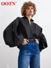 Chemises de chemisiers pour femmes Ootn Office Lady Satin Lantern Sleeve's Blouse's Spring Able