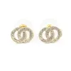 Never Fade Channel Diamond Pearl Dangle Earrings High Quality 19 Styles Wedding Jewelry for Womens Stud Earrings