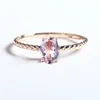 Cluster Rings 5x7mm Oval Cut Natural Morganite Solid 14k Rose Gold Engagement Wedding Ring Fine Jewelry Women US Size 3.5-12