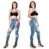 Jeans femininos S-2xl plus size taisse azul com borla rasgada calça jeans calças para mulheres lápis magro