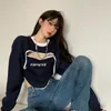 Kadın Hoodies Sweatshirts Houzhou Vintage Kpop Hoodies Kadın Y2K Sokak Giyim Külot Koreli Moda Kırpılmış Sweatshirt Kadın Harajuku Hippi 230225