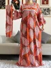 Roupas étnicas Estilo Africano Dashiki Impressão longa Manga longa algodão solto Mulheres elegantes abaya vestido longo vestido maxi vestidos casuais vestidos 230224