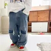 Jeans Teenages Boys Denim Pants For Kids Youngs Lente Zomer nood streetwear gat Hip Hop Straight broek 14y 230224