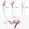 Flores decorativas grinaldas elegantes cereja vermelha flor de seda chinês estilo pequeno inverno plum planta artificial planta decoração de casa