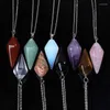 Colares pendentes Marcatsa Natural Gem Stone Hexágono Pirâmide Reiki Pendulum Charms Chakra Amulet para mulheres