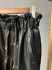 Womens Pants s Real Leather Pants High Waist Chains Stitching Genuine Sheep Leather Female Was Thin with Pockets Wy892 230225