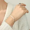 Chaîne à maillons DAVINI Simple Titane Acier Plaqué Or Chaîne Perle D'eau Douce Perlé Bracelet Vintage Reine Bracelet Bijoux G230222