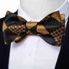 Neck Ties Self Tie Bow Tie Handkerchief Cufflinks Set Fashion Black Gold Men's Silk Butterfly Bowknot Formal Wedding Party Cravat DiBanGu