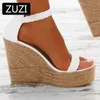 Sandaler zuzi kvinna sommar sexig kil sandaler plattform damer höga klackar skor kvinnor mode halmspänne öppen tå avslappnad kvinnlig skor z0224
