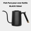 Coffee Pots TIMEMORE Fish Pure pour over kettle 700ml 6mm spout coffee pot easy make Vertical water flow Ergonomic Handle goosenec260x