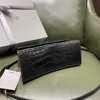 Kadın Saatli Çantalar 18.5/23cm Küçük Motosiklet Çanta Timsahı Kabartmalı Parlak Calfskin Lady Tasarımcı Moda Crossbody Çanta Nappa Kuzu Din Astatı