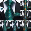 Neck Ties Men Tie Teal Green Paisley Striped Novelty Design Silk Wedding Tie for Men Handky cufflink Gift Tie Set DiBanGu Party Business